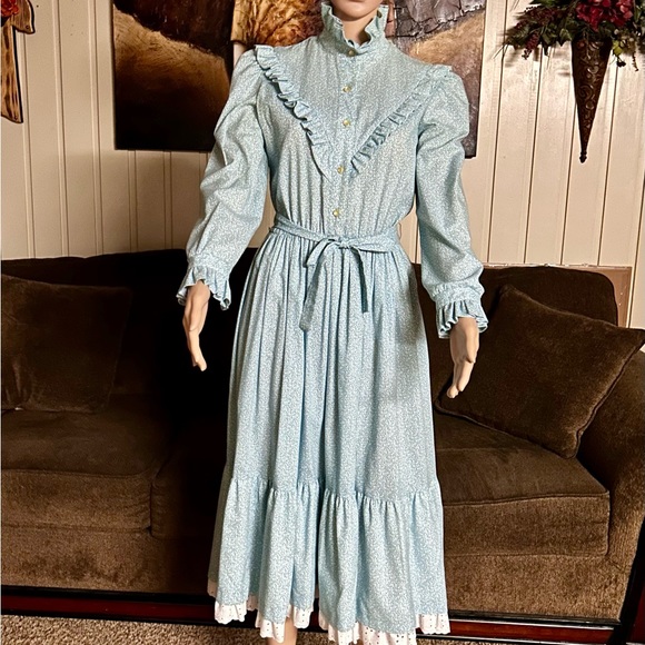 Hartsville • Vintage • 1970’s • Blue/White • Medium • Floral • Victorian • Dress - Picture 3 of 16